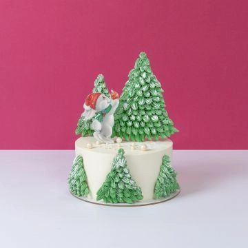 Торт на новый год "Заяц под елками"
